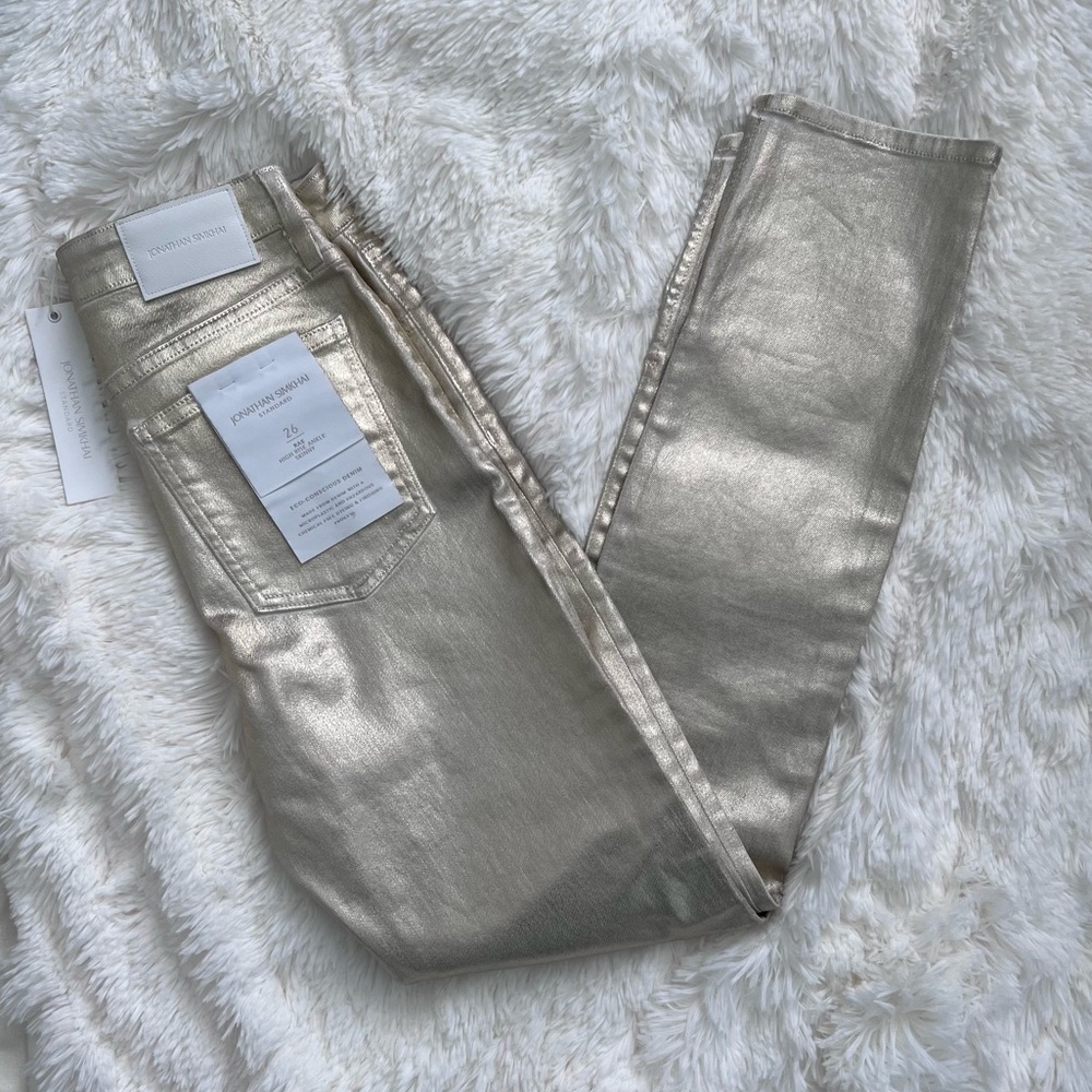 Jonathan Simkhai Gold Foil Jeans NWT